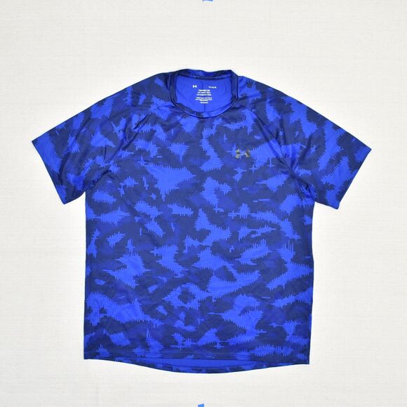 Under Armour Polyester Blue Size L Tech Tee Crew Neck Camouflage Short Sleeve - Picture 2 of 8